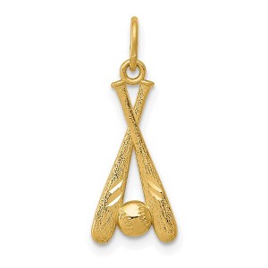Black Bow Jewelry 14k Yellow Gold Diamond Cut Baseball Bats and Ball Pendant - 1 of 4
