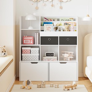 47.8" Kids Bookshelf & Toy Organizer with Drawers & Cubbies for Playroom, Classroom & Nursery - white - 1 of 4