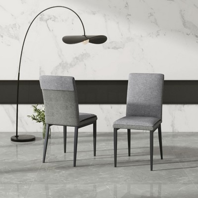 POVISON Contemporary High Back Dining Chairs Set of 2, Cloth Side Chairs, Gray
