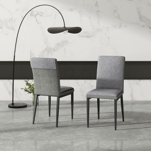 POVISON Contemporary High Back Dining Chairs Set of 2, Cloth Side Chairs, Gray - 1 of 4