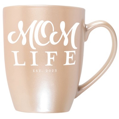 Elanze Designs Mom Life Est 2023 Precious Pearl 10 ounce New Bone China Coffee Cup Mug