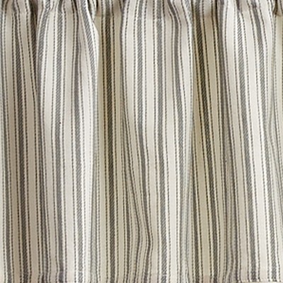 Gray and Cream Striped Cotton Valance with Ball Fringe