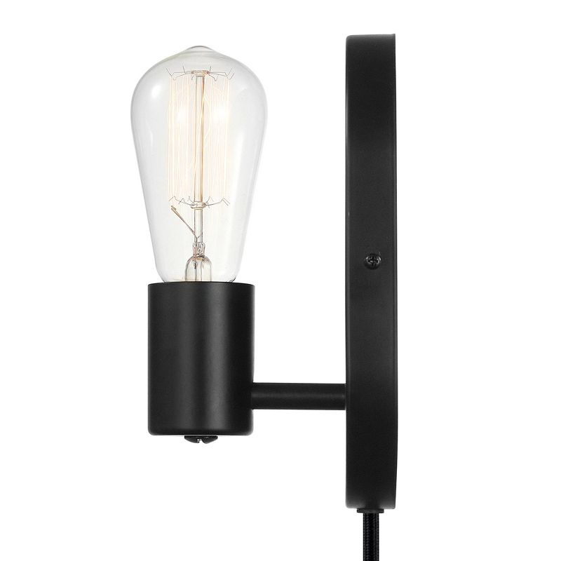 Linus 1-Light Matte Black Plug-In or Hardwire Wall Sconce - Novogratz x Globe, 3 of 9