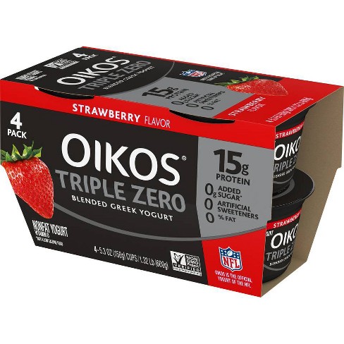 Dannon Oikos Triple Zero Greek Strawberry Yogurt 5 3oz 4pk Target