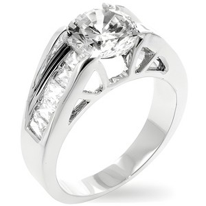 Slickblue Timeless 1.85 Ct. Clear Engagement Ring for Women with Baguette and Round Cubic Zirconia, Size 5-10 - 1 of 3