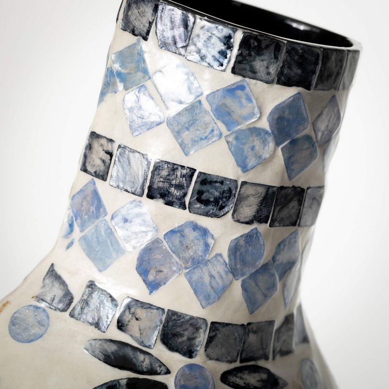 Sullivans 24" Large Blue & White Capiz Vase, 2 of 4