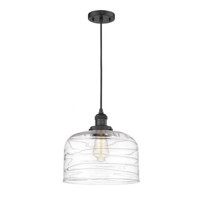 Bell - 1 Light Cord Hung Mini Pendant In Industrial Style-8 Inches Tall and 12 Inches Wide