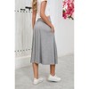 Coolmee Skirts for Women Midi Length A Line Elastic High Waist Swing Flowy Skirt with Pockets - 4 of 4
