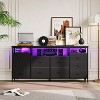 63.3 Inch Black Dresser for Bedroom, 10 Drawer Dresser TV Stand for 65 70 75 Inch TV, Fabric Chest of Drawers with LED Lights & Power Outlets, Black - 3 of 4