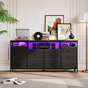 Acekool 10 Drawer Dresser TV Stand for 65 70 75 Inch TV, 63" Long Entertainment Center with LED Lights, Power Outlets, Storage for Bedroom Living Room - 1 of 4