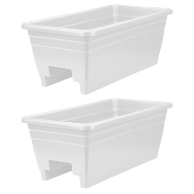 HC Companies Durable 24-Inch Width Akro Deck Rail Box Planter & Plugs (2 Pack)