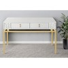 HomeRoots 47" White and Gold Wood Console Table With Two Drawers - 2 of 4
