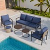 EAGLE PEAK Sunset Dune 6 Piece Collection Modern Outdoor  Furniture Set, Patio Wicker Wood Grain Lounge Set - 2 of 4