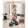 VEVOR Aerobic Exercise Step Platform, 28-Inch Workout Aerobic Stepper, Height Adjustable Fitness Training Step Deck Trainer with 4 Risers, Green - 3 of 4