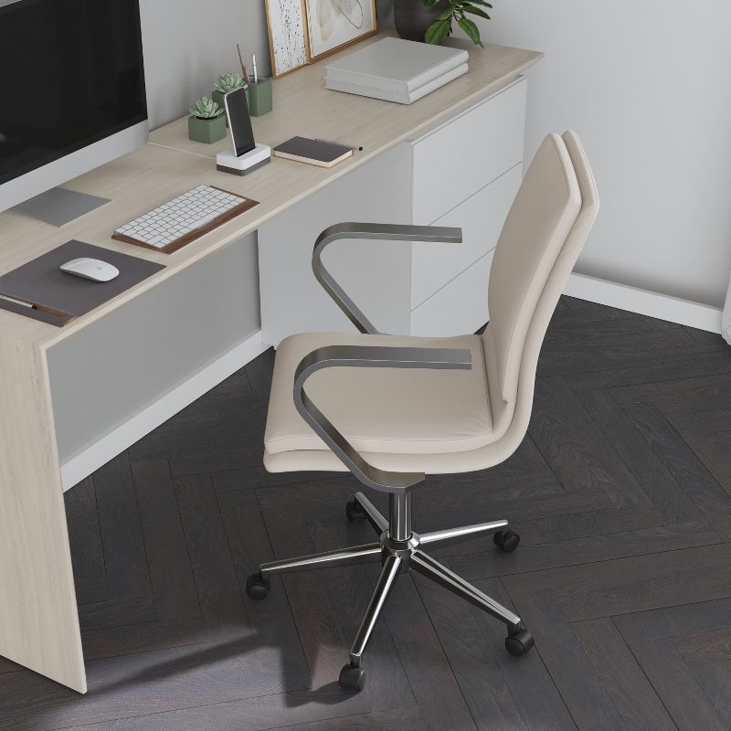 Merrick Lane Mid-Back Home Office Chair with Armrests, Height Adjustable Swivel Seat and Five Star Base, 5 of 13