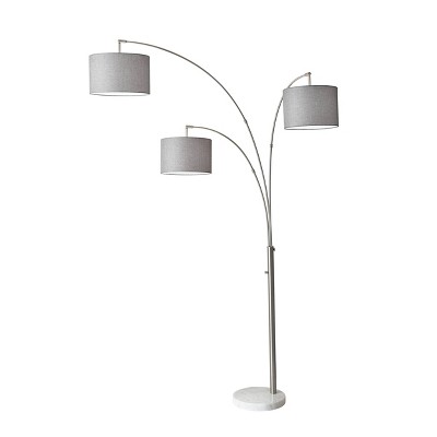 Photo 1 of 3-Arm Bowery Arc Lamp Brushed Steel - Adesso