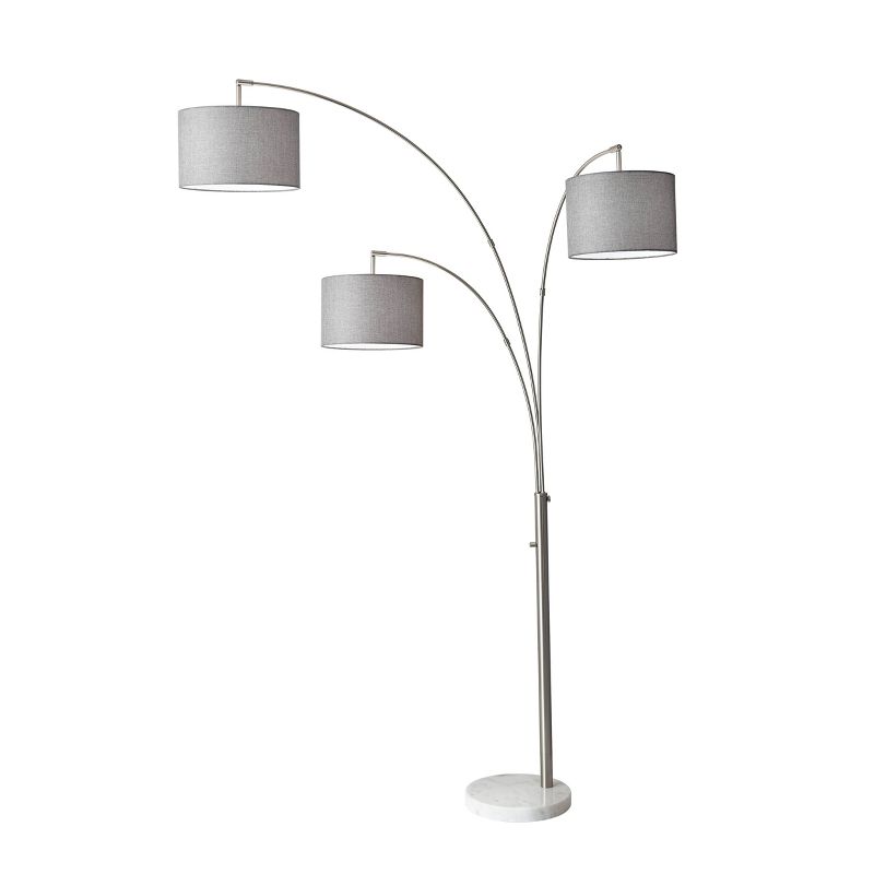 3-Arm Bowery Arc Lamp Brushed Steel - Adesso, 1 of 6
