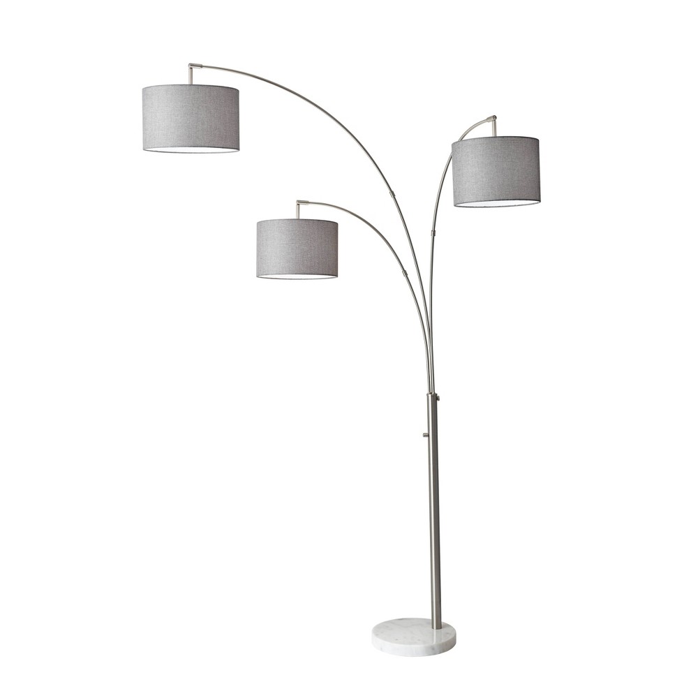 Photos - Floodlight / Garden Lamps Adesso 3-Arm Bowery Arc Lamp Brushed Steel  
