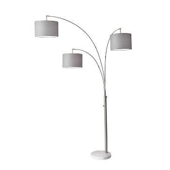 3-Arm Bowery Arc Lamp Brushed Steel - Adesso