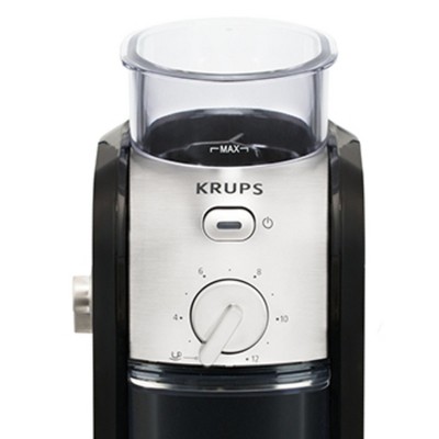 Krups Black and Chrome Stainless Steel Electric Burr Coffee Grinder
