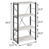 SEVOBAL Utility Storage Shelves Industrial 3 Shelf Bookcase with Faux Concrete Shelves for Living Room, Black Gray, 24.5"*11.5"*43.5" - 3 of 4