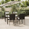 vidaXL Patio Dining Set Outdoor Rattan Wicker Table and Chair Set for Porch - Black 63" Table Length 4 Piece - 2 of 4