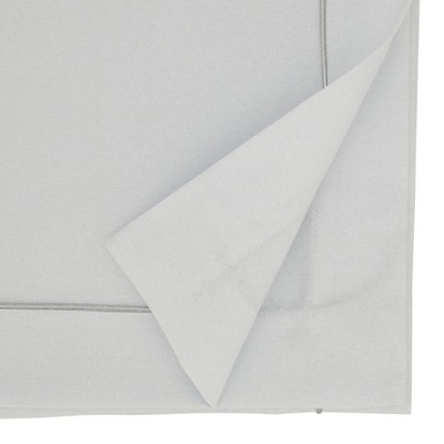White Shimmering Fabric Tablecloth with Piping Detail, 50" x 70"