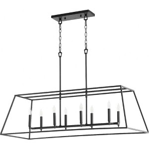 Quorum Lighting Gabriel 8-Light Linear Pendant, Noir Finish, 44.5 Length, Dry Rated - 1 of 1
