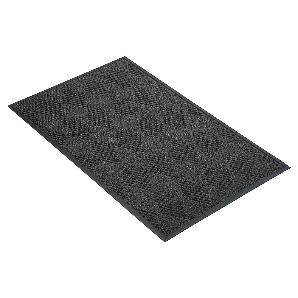 Photos - Doormat 2'x3' Solid Diamond  Charcoal - HomeTrax