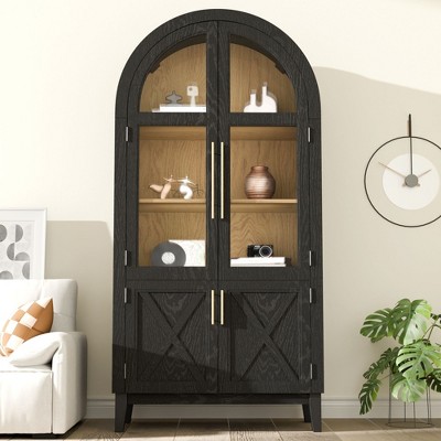 Unikito Decorative Storage Cabinet Arched Shaped Black 74.3 H x 36 L x 17.5