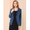 Allegra K Women's Regular Fit Casual Lapel Long Sleeve Denim Pockets Blazer - 2 of 4