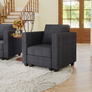 Belffin Corduroy Middle Seat Modular Sectional Couch Module Parts Convertible Modern Sectional Sofa Couch, Dark Grey - 1 of 4