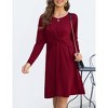 Coolmee Women's Long Sleeve Midi Dress Fall Crewneck Twist Front Casual A-Line Swing Dress - 3 of 4