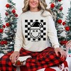 S.W.Smiley Checkered Christmas Wink - Women's Garment Dyed Long Sleeve Graphic T-Shirt - 2 of 4