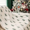 1pc Flannel Christmas Tree Embroidered Plush Throw Blanket Christmas Gift. - 2 of 4