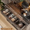 72'' Farmhouse Coffee Bar Cabinet with LED Light and Power Outlet, Large Kitchen Hutch with 3 Drawers and Wine Glass Rack - 3 of 4
