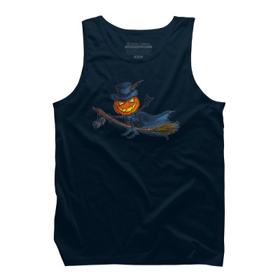 Men's Design By Humans Halloween flying pumpkin By officegeekshop Tank Top