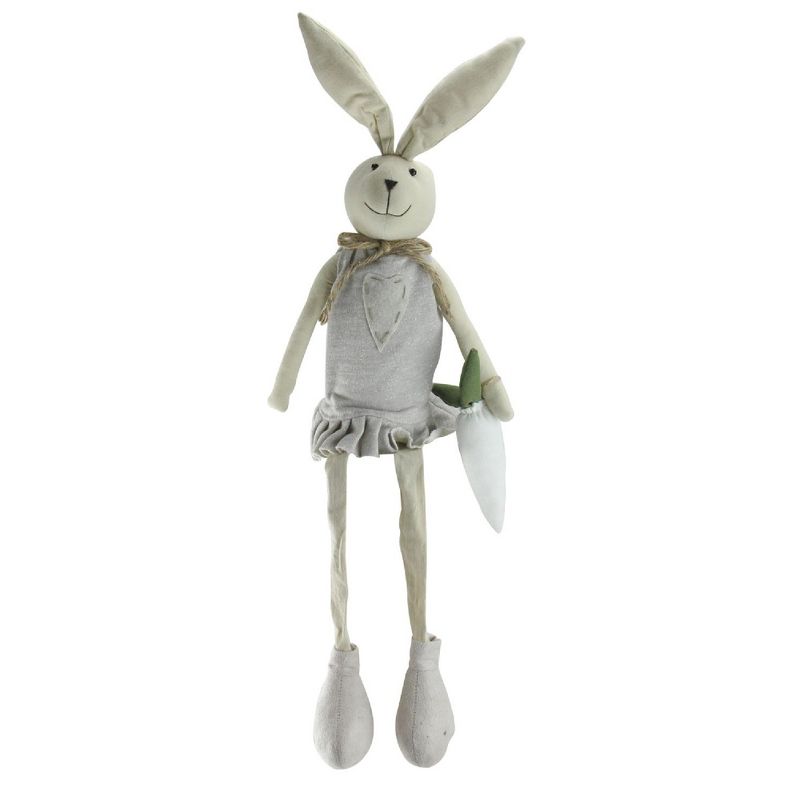 Northlight 19.5" Sitting Easter Bunny Rabbit Girl Spring Figure - Gray/White, 1 of 3