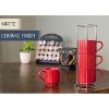 Nat & Jules Stacking Red 14 ounce Ceramic Stoneware Mugs With Stand Set of 4 - 4 of 4