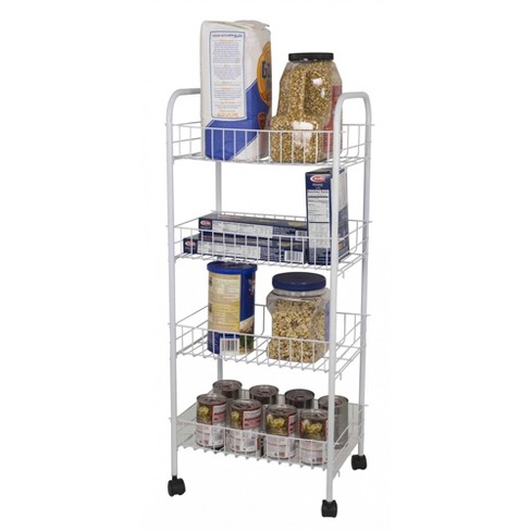 Basics 2-Tier Metal Kitchen/Utility Cart with Shelf White 