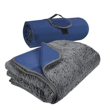 Tirrinia Outdoors Waterproof Blanket, 59"x 79" Fleece Stadium Windproof Throw Mat for Traveling, Camping, Hiking, Football - Machine Washable