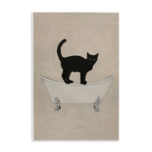 Stupell Industries Black Cat Simple Claw Foot Bathtub Bathroom Painting Wall Plaque Art, 13" x 19" - 1 of 4