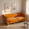 Modern Polyester Sofa with Turn-Out Arms & Gold Legs - 4 of 4
