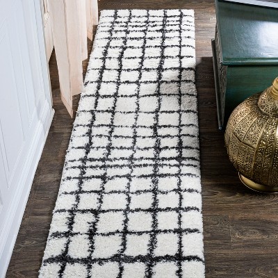 Arenal Geometric Grid Shag Area Rug  - JONATHAN Y