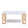 Kumasinova Coffee Table for Living Room,Storage Coffee Table with Marble Tabletop and Shelf,Rectangle Center Table for Dining Room,Resterant - 2 of 4
