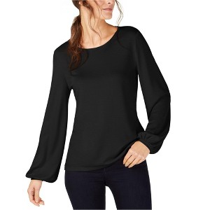 I.N.C International Concepts Womens Balloon Sleeve Sweatshirt, Black, Small - 1 of 1