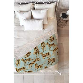 Cat Coquillette Tiger Collection Mint Orange Fleece Blanket - Deny Designs