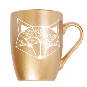 Elanze Designs Nature Animal Coffee Cup Mug 10 Ounce Ceramic With Shimmery Metallic Finish Floral Geometric Fox Vegas Gold - 1 of 4