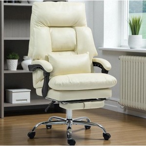 Mshliw Executive Office Chair with Footrest, High Back PU Leather Reclining Desk Chair, Ergonomic Swivel Computer Chair - 1 of 4