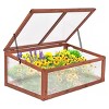 Costway Garden Portable Wooden Green House Cold Frame Raised Plants Bed Protection - 3 of 4